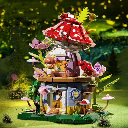 Creative Fairy Tale Street View Mini Block Mushroom House Construction Building Brick Educational Toy Figures For Kids Gifts