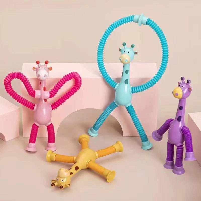 Kids Suction Cup Toys Variety Shape Stretch Tube Stress Relief Telescopic Giraffe Fidget Sensory Bellows Anti-stress Squeeze Toy