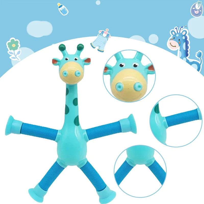 Kids Suction Cup Toys Variety Shape Stretch Tube Stress Relief Telescopic Giraffe Fidget Sensory Bellows Anti-stress Squeeze Toy