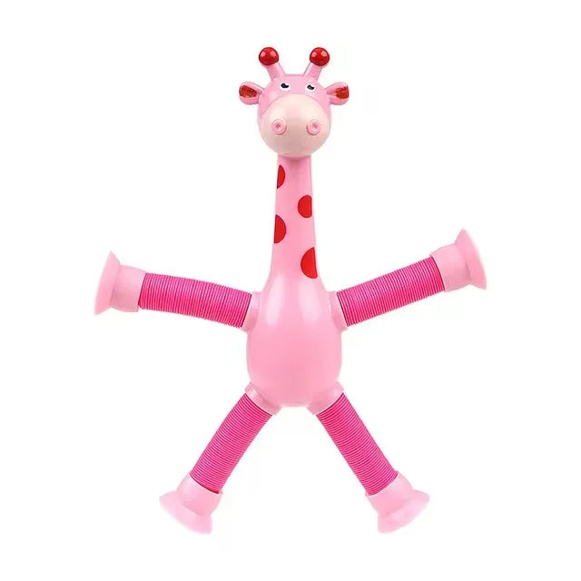 Kids Suction Cup Toys Variety Shape Stretch Tube Stress Relief Telescopic Giraffe Fidget Sensory Bellows Anti-stress Squeeze Toy