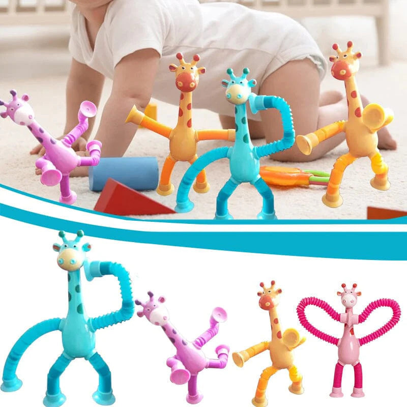 Kids Suction Cup Toys Variety Shape Stretch Tube Stress Relief Telescopic Giraffe Fidget Sensory Bellows Anti-stress Squeeze Toy