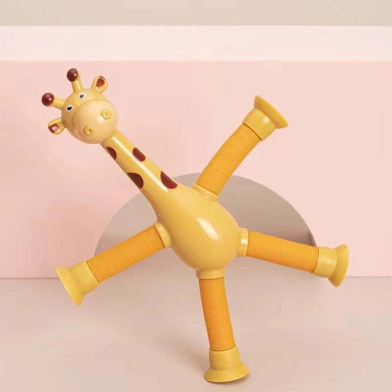 Kids Suction Cup Toys Variety Shape Stretch Tube Stress Relief Telescopic Giraffe Fidget Sensory Bellows Anti-stress Squeeze Toy