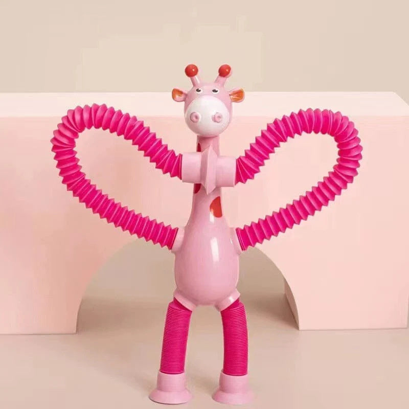 Kids Suction Cup Toys Variety Shape Stretch Tube Stress Relief Telescopic Giraffe Fidget Sensory Bellows Anti-stress Squeeze Toy