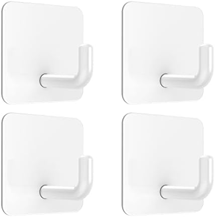 VISV Adhesive Hooks 4 Pcs Waterproof White 2 Strips Included