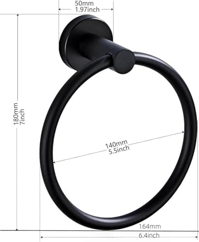 Matte Black Stainless Steel Towel Ring Wall Mount Heavy Duty