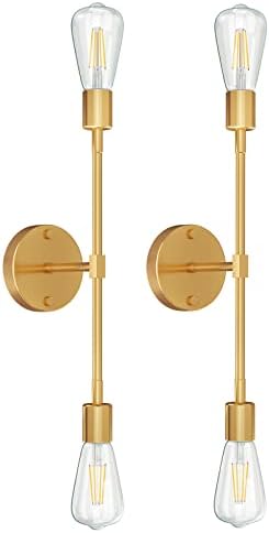 FadimiKoo 2-Light Brushed Brass Wall Sconces for Bathroom