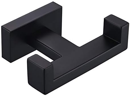 Angle Simple Double Towel Hook Matte Black Stainless Steel Bathroom Towel Holder Co