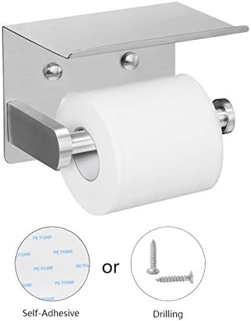 VAEHOLD Self Adhesive Toilet Paper Holder with Phone Shelf