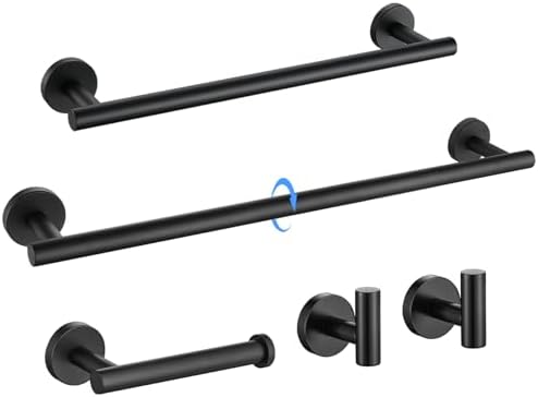 5 Pieces Matte Black Bathroom Hardware Set