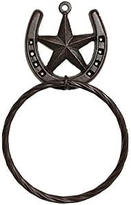 Treasure Gurus Texas Barn Star Horseshoe Bath Towel Ring