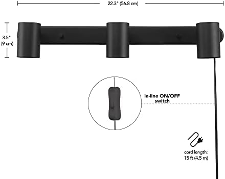 Globe Electric 59467 3-Light Track Lighting Matte Black
