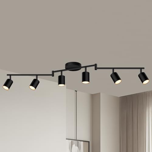 6 LED Track Lights Matte Black Rotatable Kitchen Use