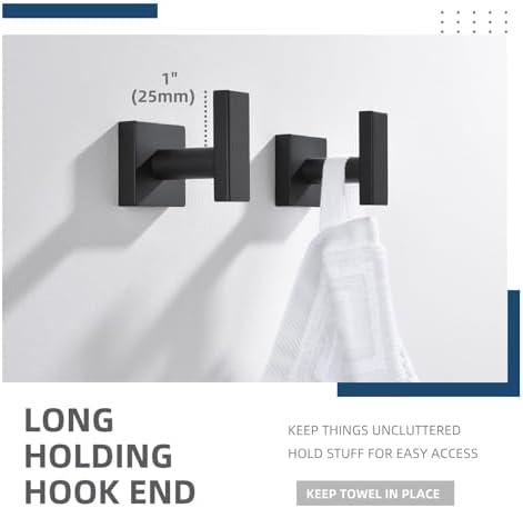 Sturdy Mat Black Bathroom Towel Hook