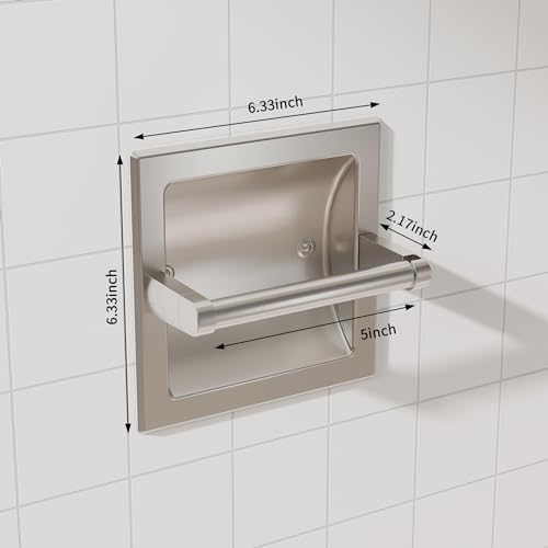 WZKALY Brushed Nickel Recessed Toilet Paper Holder Modern Rust-Resistant