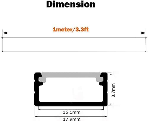 10-Pack LED Black Aluminum Channel for 16mm Strips