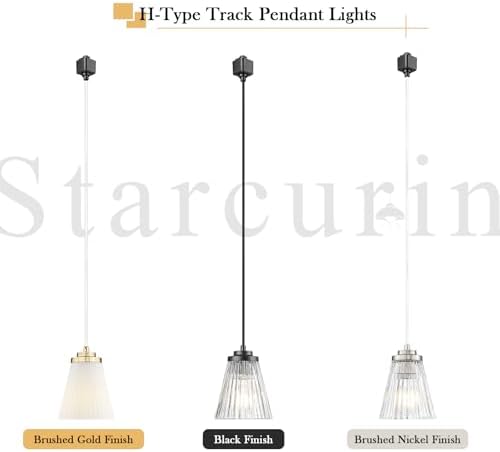 3-Light H-Track Pendant Ceiling Light with Black Finish