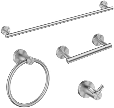 FORIOUS 4-Piece Bathroom Set Played with Brushed Nickel