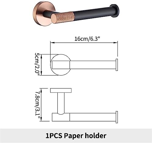 Nordic 4-PCS Rose Gold Black Bath Towel Holder