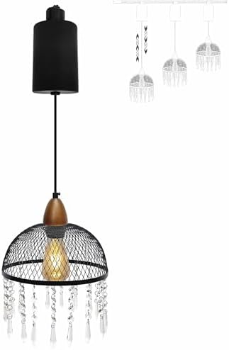 Adjustable Height H-Shape Track Lighting with Crystal Shade