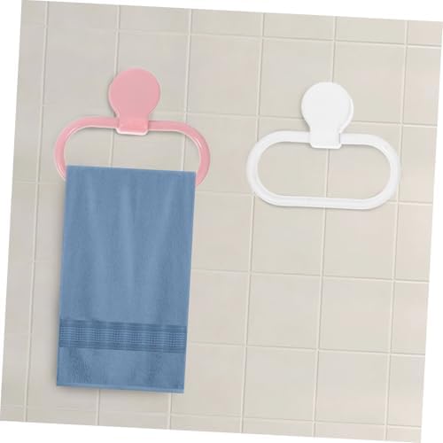 Housoutil 2pc Self-Adhesive Plastic Towel Rings Space-Efficient Rustic Bathroom Towel Holder