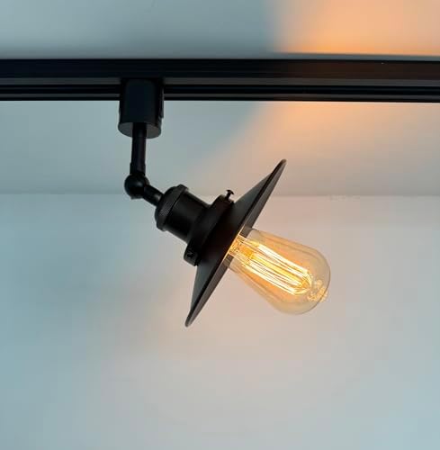 Black Track Lamp E26 Base Metal Nickel Flat Shade Adjustable Lighting
