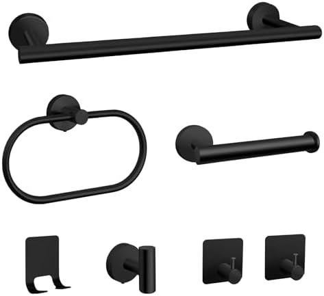 7 PCS Matte Black Stainless Steel Bathroom Hardware Set 1