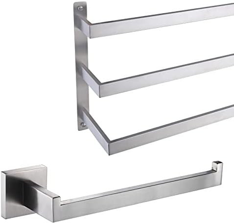 Sturdy Stainless Steel towel Holder with 3 Tiers in Brushed Nickel