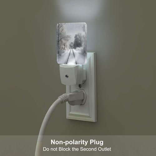 Plug-in LED Night Light Lamp 2 Pack Snowy Train Tracks Design