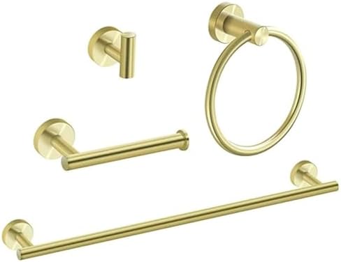 4-Piece Gold-Trimmed Gold-Stamped Bathroom Hardware Accessories Set