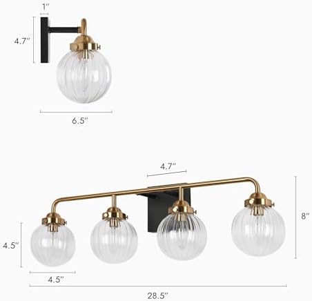 KSANA Radiant 28 Vanity Light with Black Gold Finish