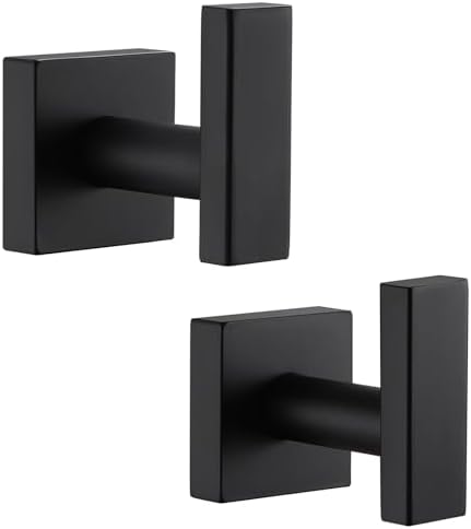 Sturdy Mat Black Bathroom Towel Hook