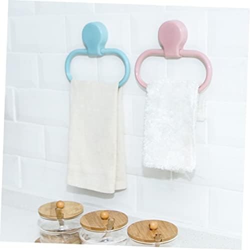 Blue Self-Adhesive Towel Holder Ring for Bathroom Kitchen Use