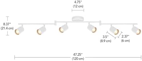 Stylish Foldable Track Lighting 47 Matte White with Pivoting Heads