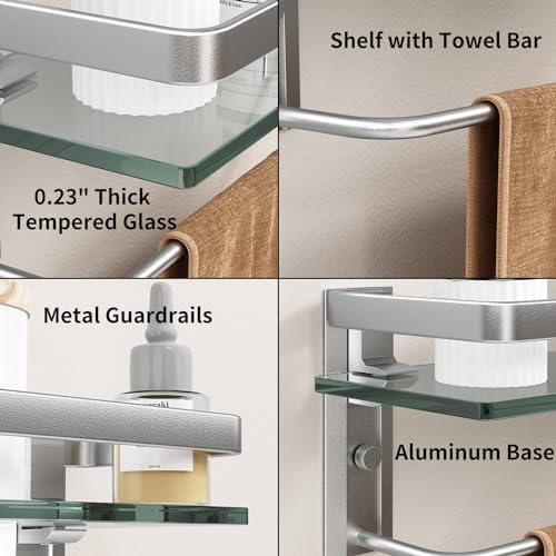 Danpoo Tempered Glass Towel Holder with Guardrails