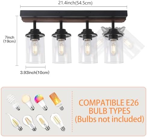 KEESFU 4-Light Track Ceiling Light