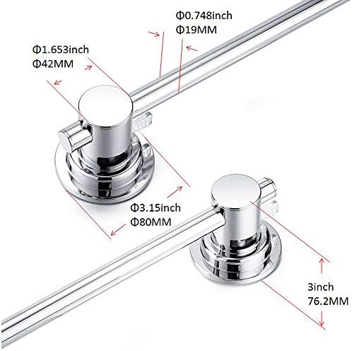 JiePai 24-Inch Vacuum Suction Cup Towel Bar Easy to Install
