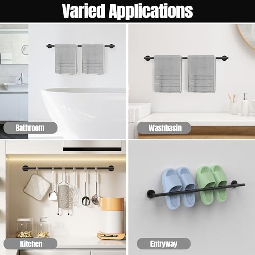 Matte Black Towel Bar Wall-Mounted 24 Inch 304 Stainless Steel