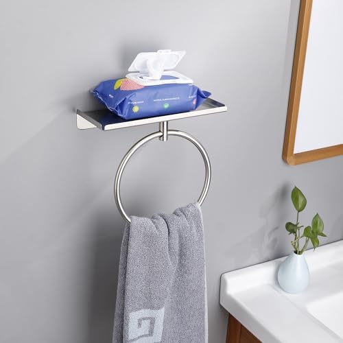 Stainless Steel Bath Towel Holder with Shelf