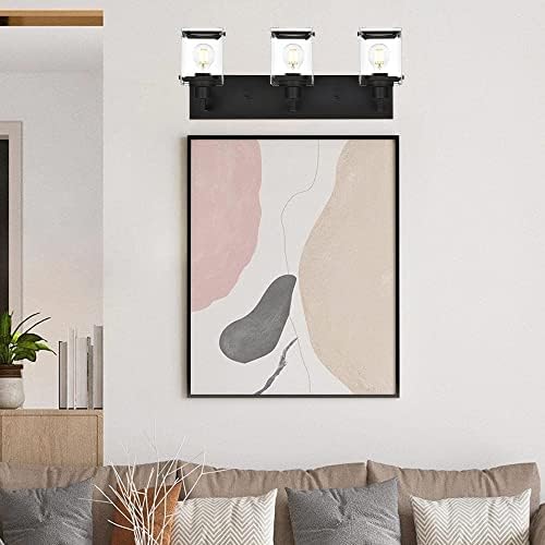 MACELCE 3-Light Bathroom Vanity Light Fixtures with Black Finish