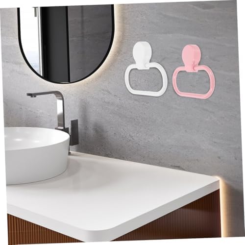 Housoutil 2pc Self-Adhesive Plastic Towel Rings Space-Efficient Rustic Bathroom Towel Holder