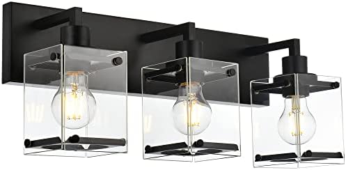 MACELCE 3-Light Bathroom Vanity Light Fixtures with Black Finish