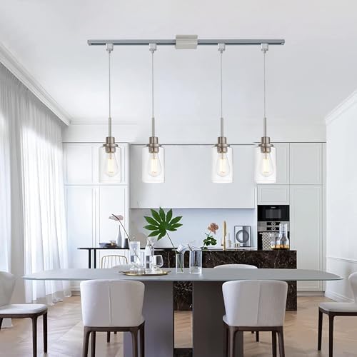Melucee 4 Packs H Track Pendant Lights Brushed Nickel Ceiling Hanging Lamp