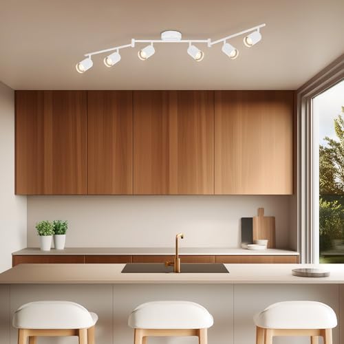 Stylish Foldable Track Lighting 47 Matte White with Pivoting Heads