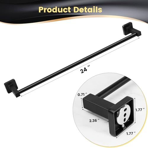 Sturdy Modern 2-Piece Bath Towel Bar for Home