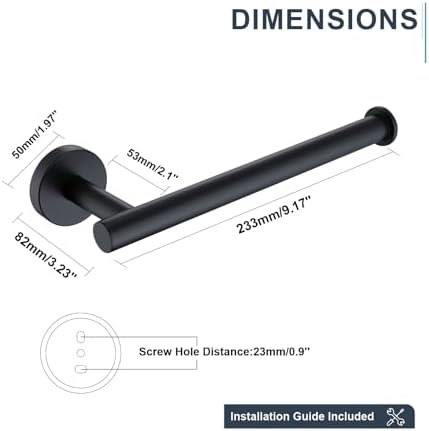 Premium Black Stainless Steel Towel Holder - Durable Bathroom Kitchen Towel Organizer