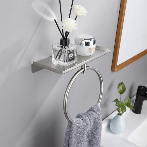 Stainless Steel Bath Towel Holder with Shelf