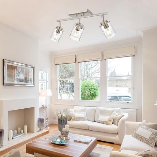3-Light Track Ceiling Lighting with Hammered Shade