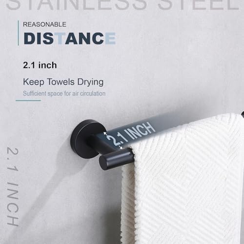 Premium Black Stainless Steel Towel Holder - Durable Bathroom Kitchen Towel Organizer