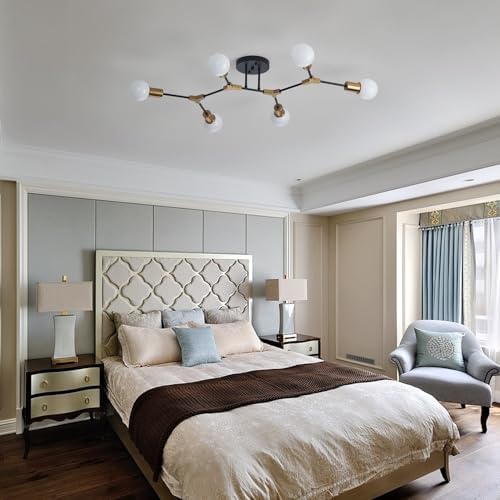 Modern Gold and Black Sputnik Ceiling Light