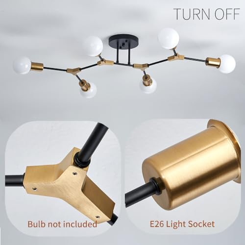 Modern Gold and Black Sputnik Ceiling Light